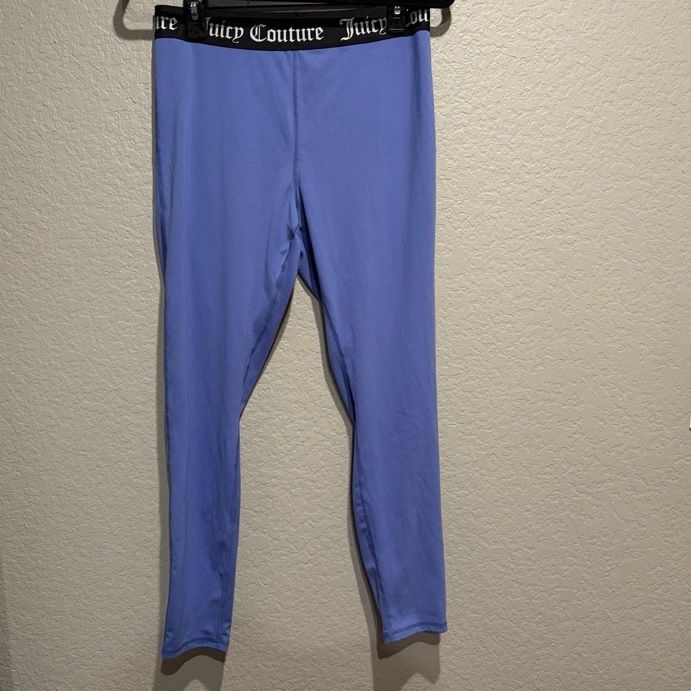 Juicy Couture Sports Womens Athletic Ankle Leggings L Blue/purple Logo Workout